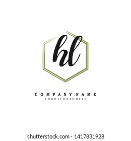 initials letter HL handwriting logo vector template