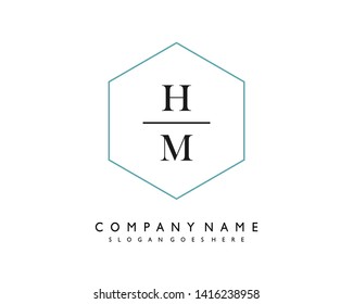 initials letter HM handwriting logo vector template