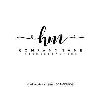 initials letter HM handwriting logo vector template