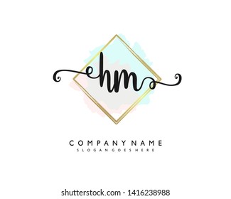 initials letter HM handwriting logo vector template