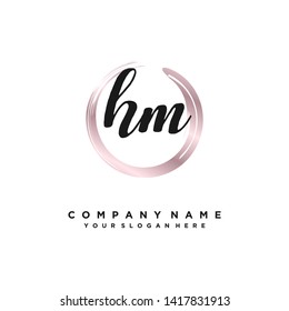 initials letter HM handwriting logo vector template