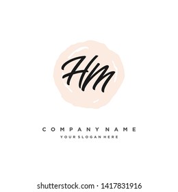initials letter HM handwriting logo vector template