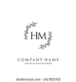 initials letter HM handwriting logo vector template