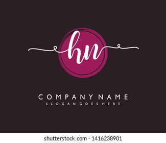 initials letter HN handwriting logo vector template