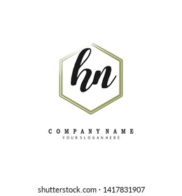 initials letter HN handwriting logo vector template