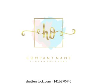 initials letter HO handwriting logo vector template