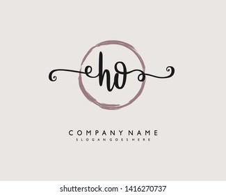 initials letter HO handwriting logo vector template