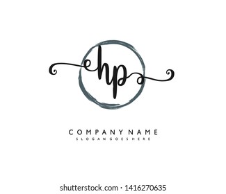 initials letter HP handwriting logo vector template