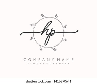 initials letter HP handwriting logo vector template