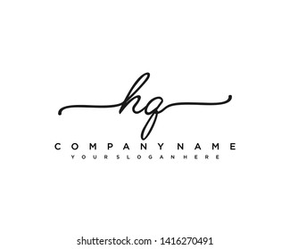 initials letter HQ handwriting logo vector template