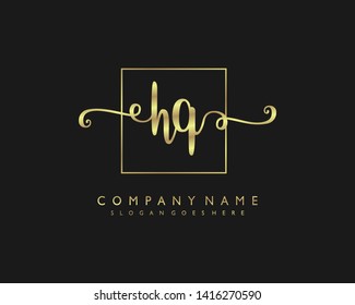 initials letter HQ handwriting logo vector template