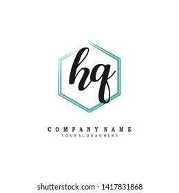 initials letter HQ handwriting logo vector template