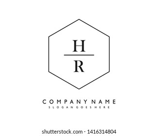 initials letter HR handwriting logo vector template
