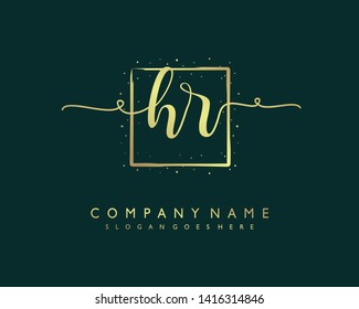 initials letter HR handwriting logo vector template