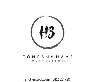 initials letter HS handwriting logo vector template