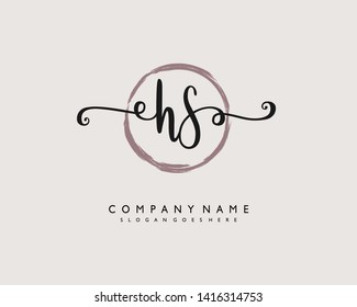 initials letter HS handwriting logo vector template