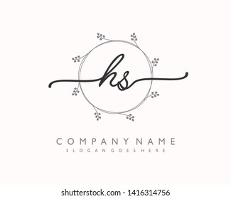initials letter HS handwriting logo vector template