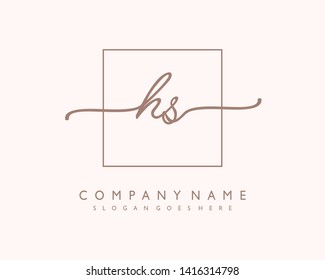 initials letter HS handwriting logo vector template