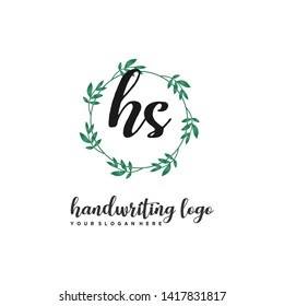 initials letter HS handwriting logo vector template