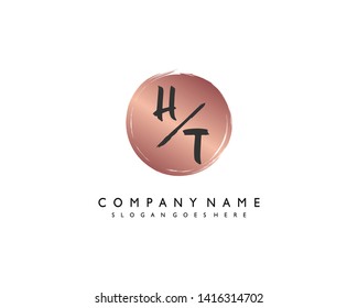 initials letter HT handwriting logo vector template