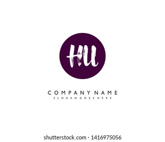 initials letter HU handwriting logo vector template