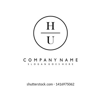 initials letter HU handwriting logo vector template