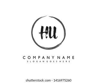 initials letter HU handwriting logo vector template