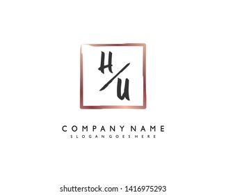 initials letter HU handwriting logo vector template