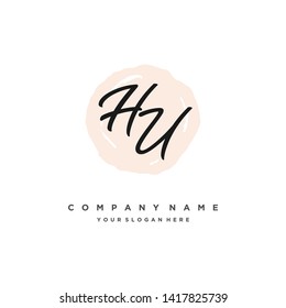 initials letter HU handwriting logo vector template