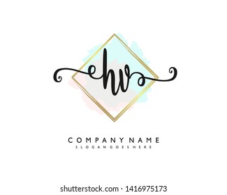 initials letter HV handwriting logo vector template