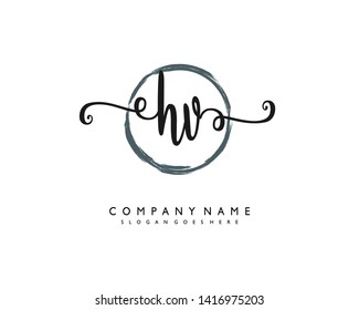 initials letter HV handwriting logo vector template