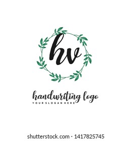 initials letter HV handwriting logo vector template