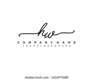 initials letter HW handwriting logo vector template