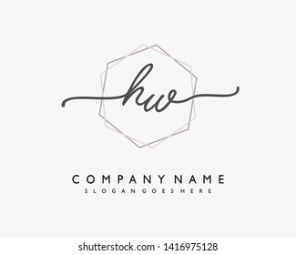initials letter HW handwriting logo vector template