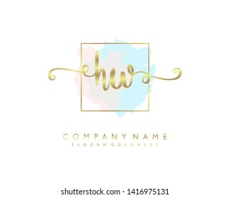 initials letter HW handwriting logo vector template