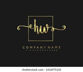initials letter HW handwriting logo vector template