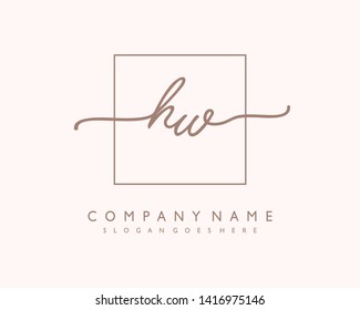 initials letter HW handwriting logo vector template