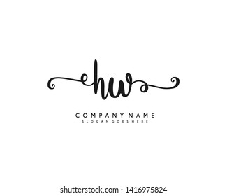 initials letter HW handwriting logo vector template