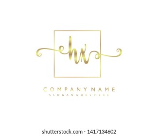 initials letter HX handwriting logo vector template