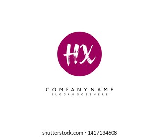 initials letter HX handwriting logo vector template