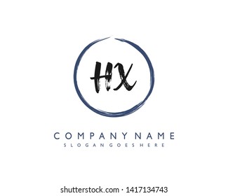 initials letter HX handwriting logo vector template