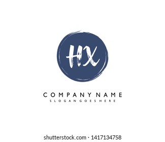 initials letter HX handwriting logo vector template