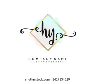 initials letter HY handwriting logo vector template
