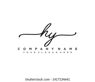 initials letter HY handwriting logo vector template