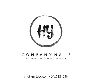 initials letter HY handwriting logo vector template