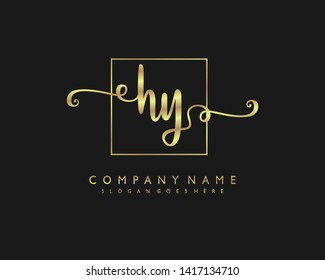 initials letter HY handwriting logo vector template