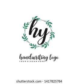 initials letter HY handwriting logo vector template