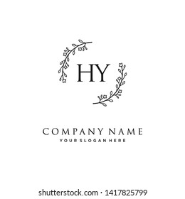initials letter HY handwriting logo vector template