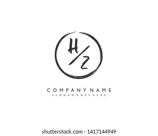 initials letter HZ handwriting logo vector template