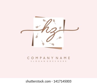 initials letter HZ handwriting logo vector template